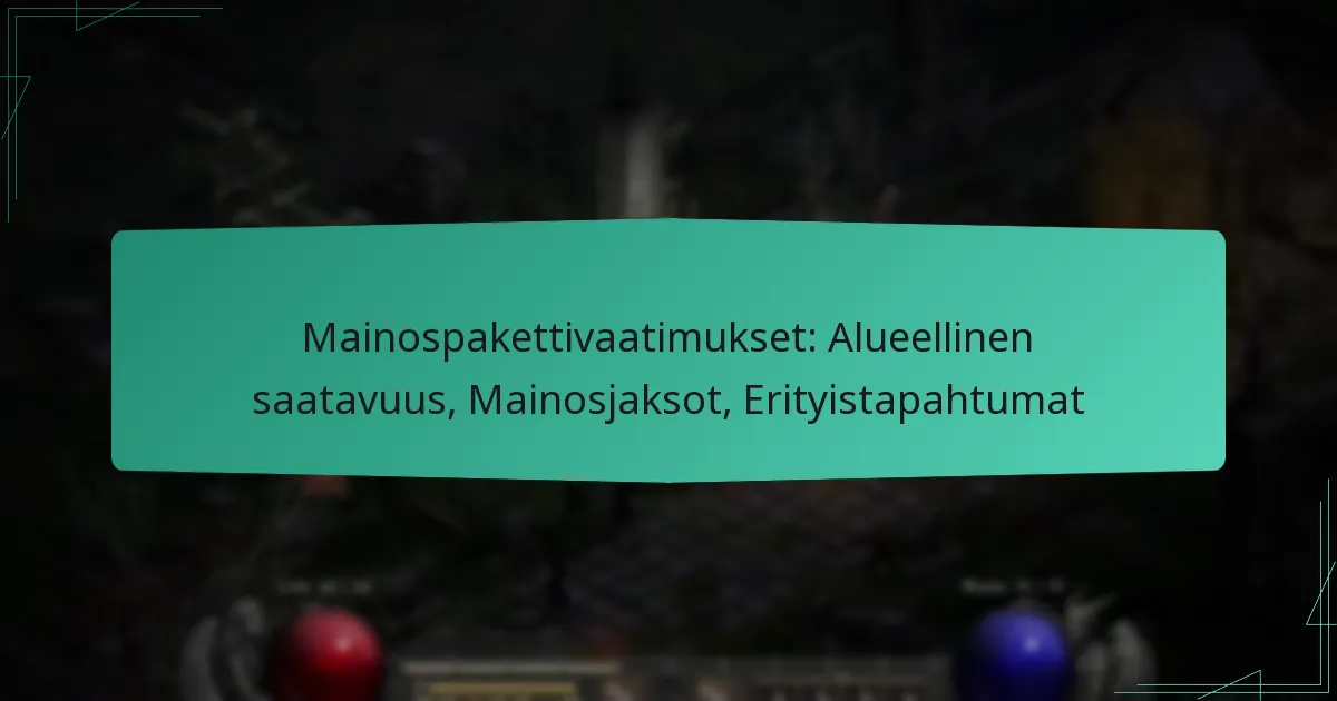 Mainospakettivaatimukset: Alueellinen saatavuus, Mainosjaksot, Erityistapahtumat