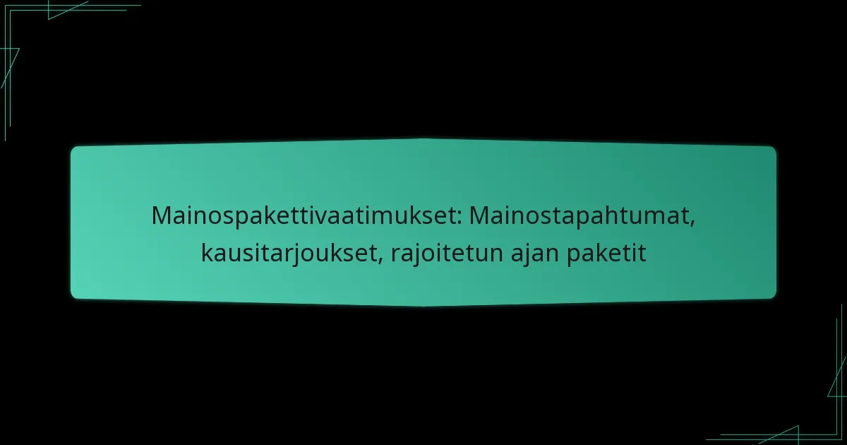Mainospakettivaatimukset: Mainostapahtumat, kausitarjoukset, rajoitetun ajan paketit